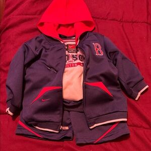 Nike Red and Blue Boston Hoodie Set